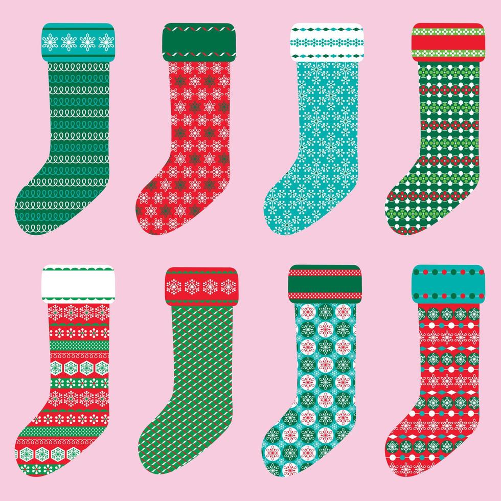 patterned Christmas stockings vector illustrations