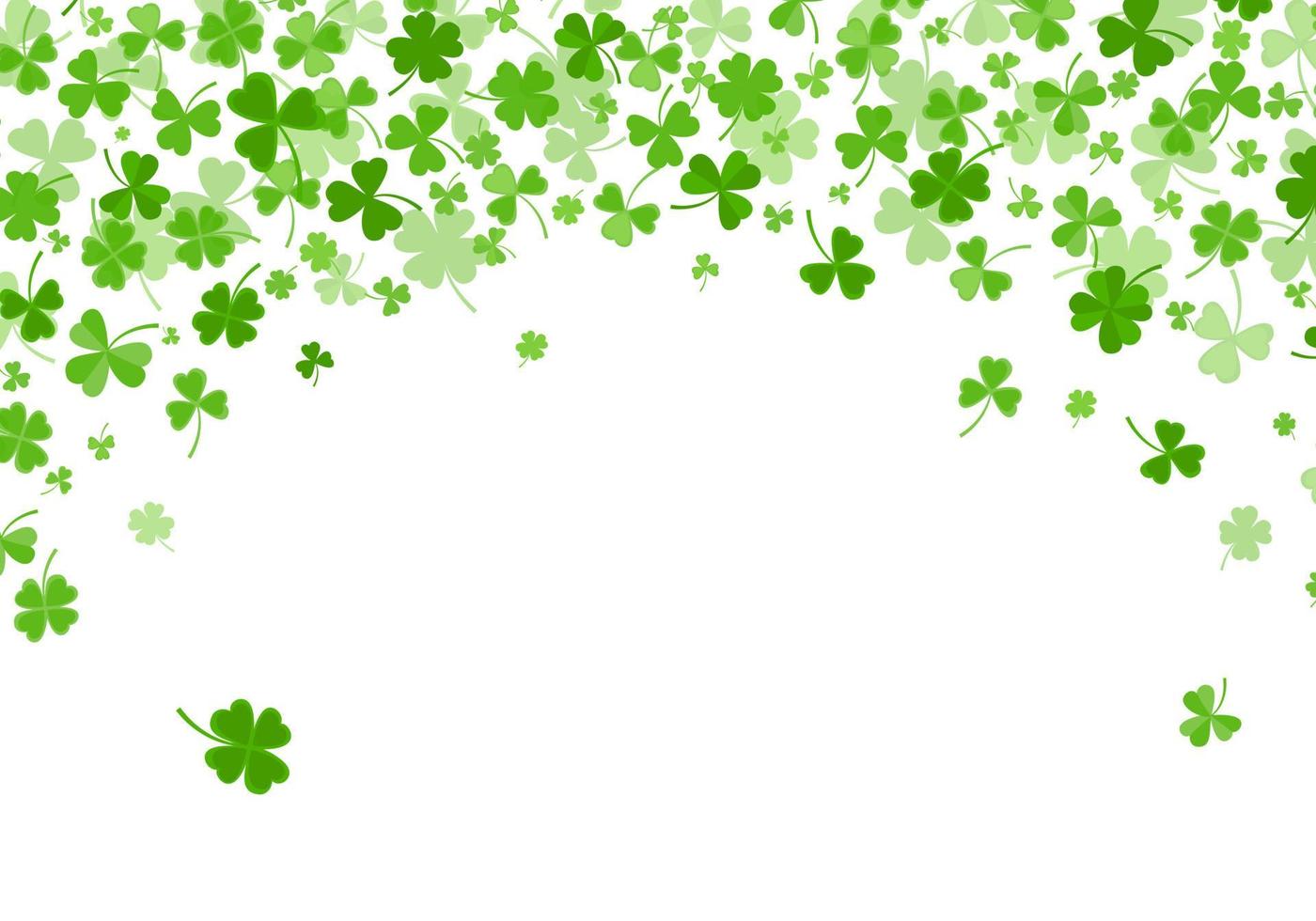 Shamrock or clover leaves flat design green backdrop pattern vector illustration.