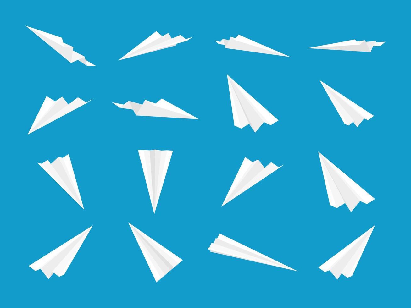 White paper planes collection with different views and angles vector