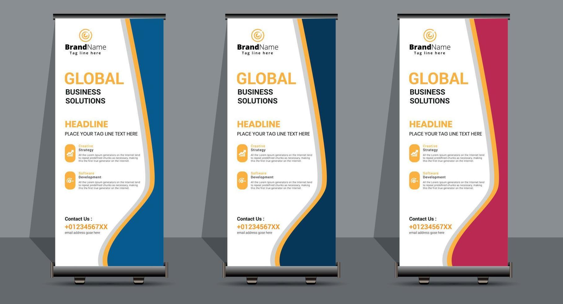 Creative Business Roll Up Signage Banner Template Design. vector