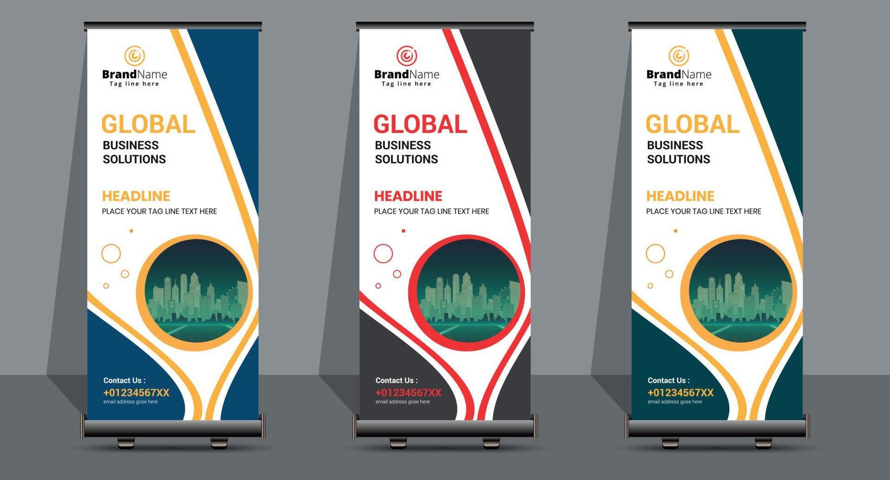 Creative Business Roll Up Signage Banner Template Design. vector