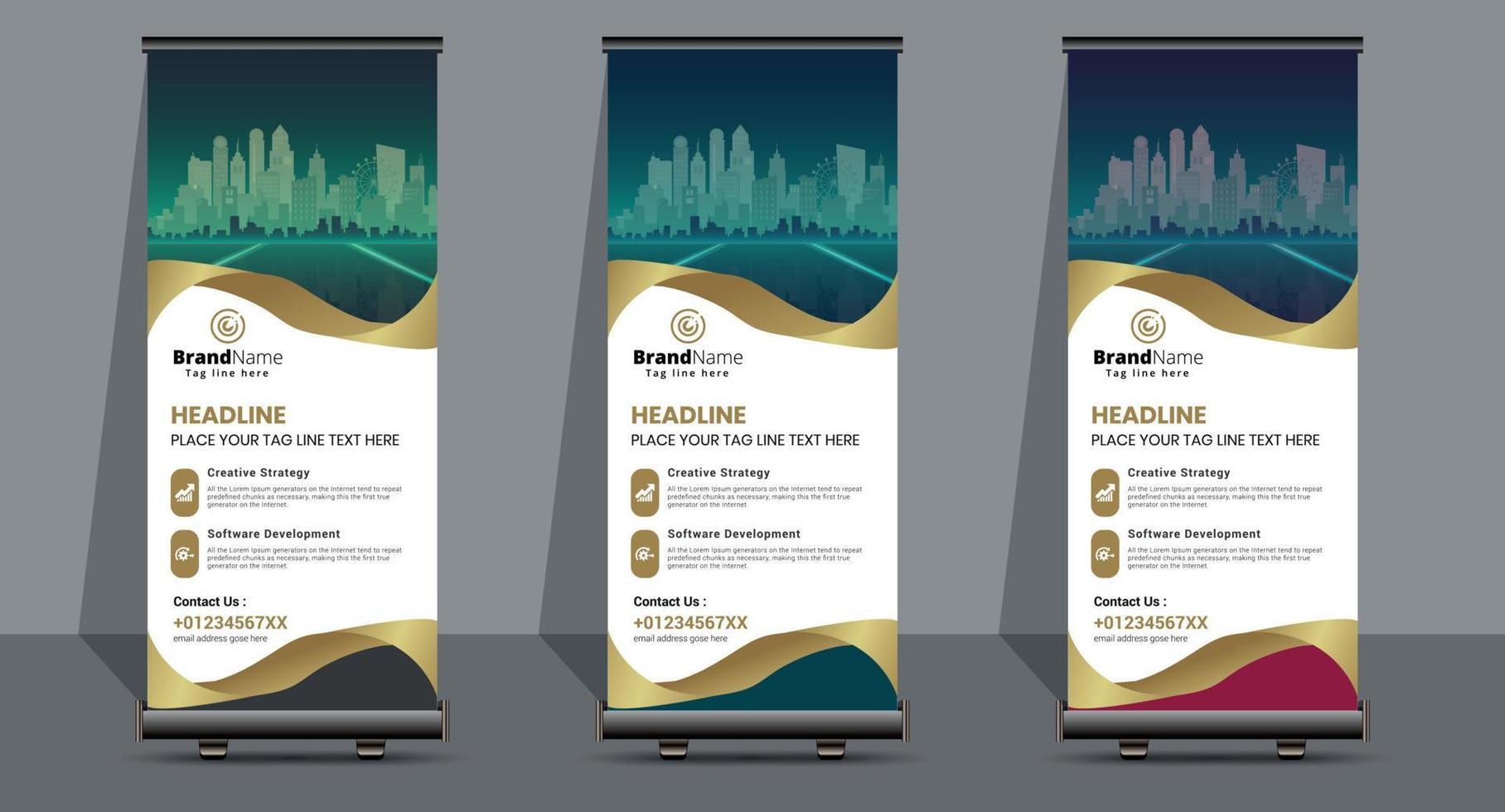 Creative Business Roll Up Signage Banner Template Design. vector