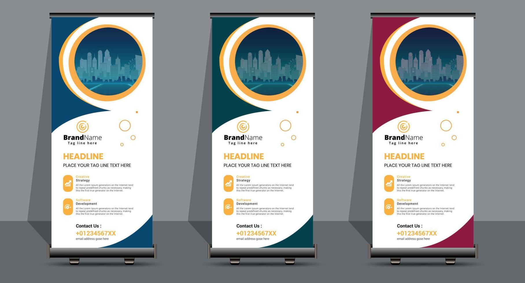 Creative Business Roll Up Signage Banner Template Design. vector