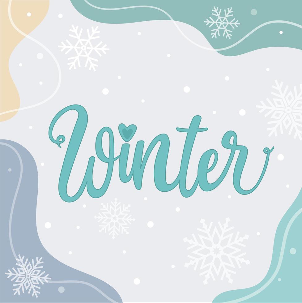 Vector illustration winter vibers abstract background. Pastel colors with winter colors. Text and lettering.