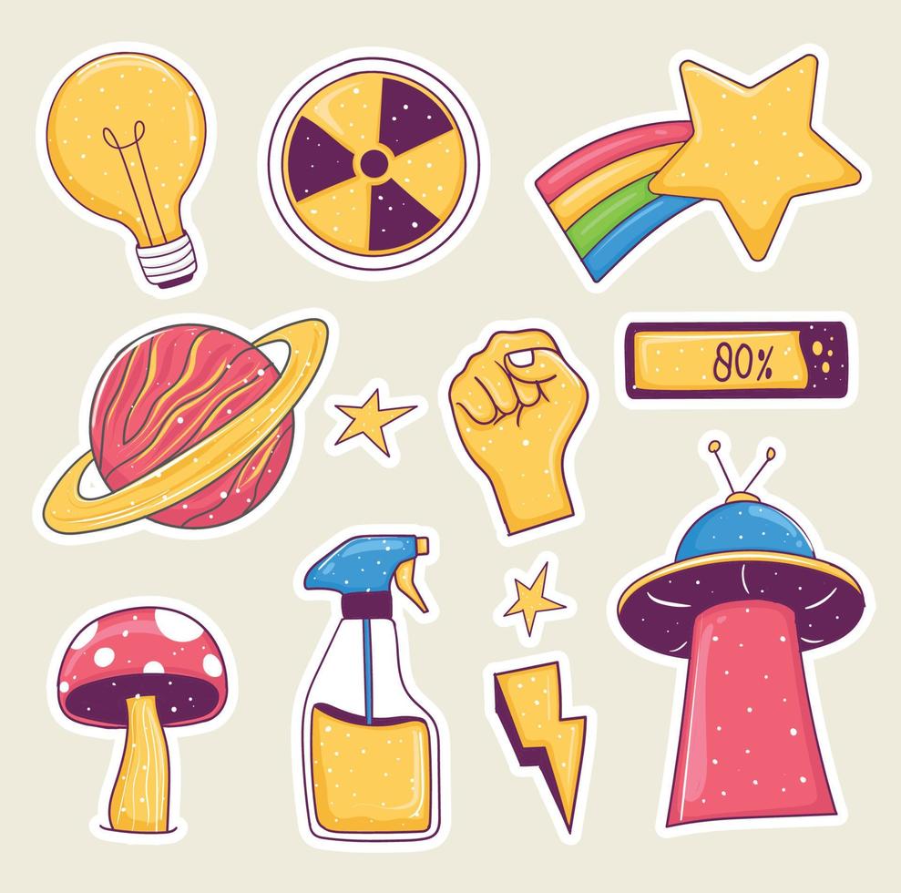 Set of colorful hand drawn Cute stickers vector