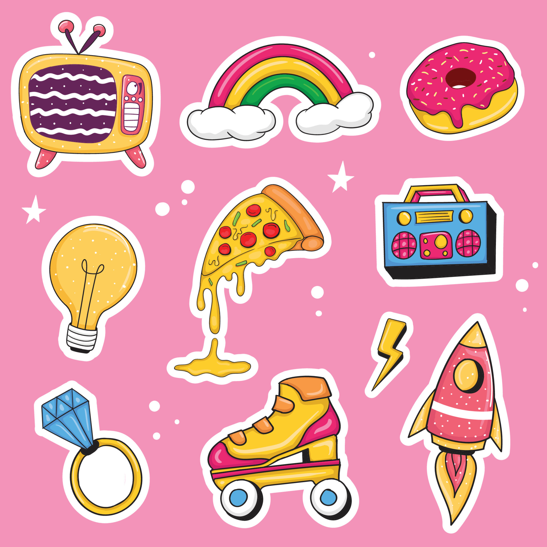 Set Of Retro Element Stickers 4339766 Vector Art at Vecteezy
