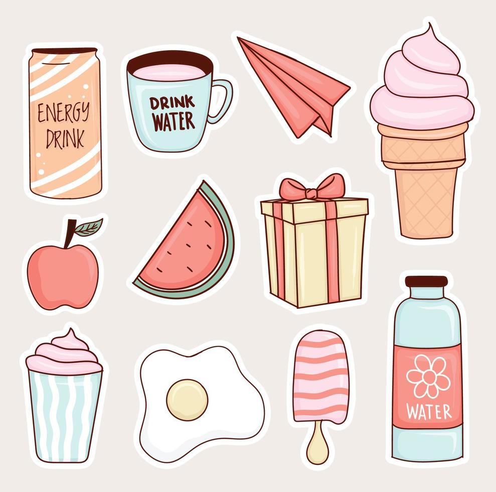 Set of colorful cute stickers vector