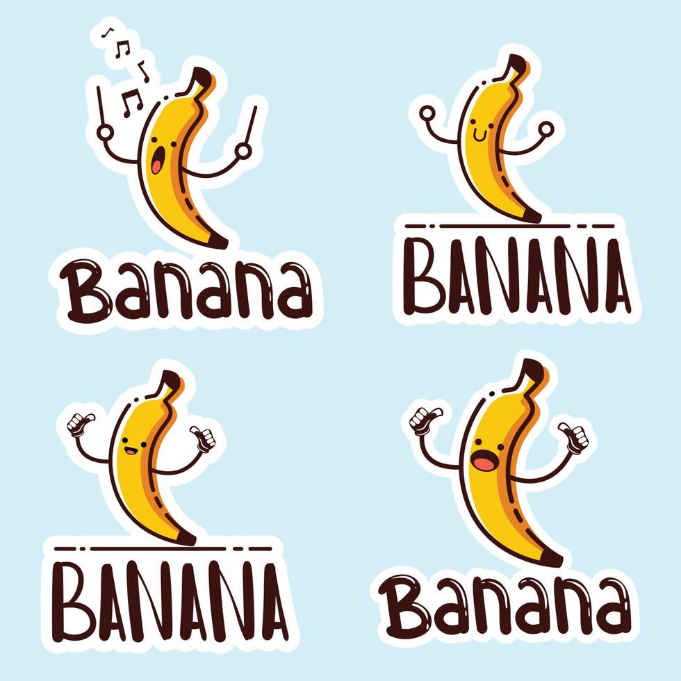 Simple Banana stickers collection vector