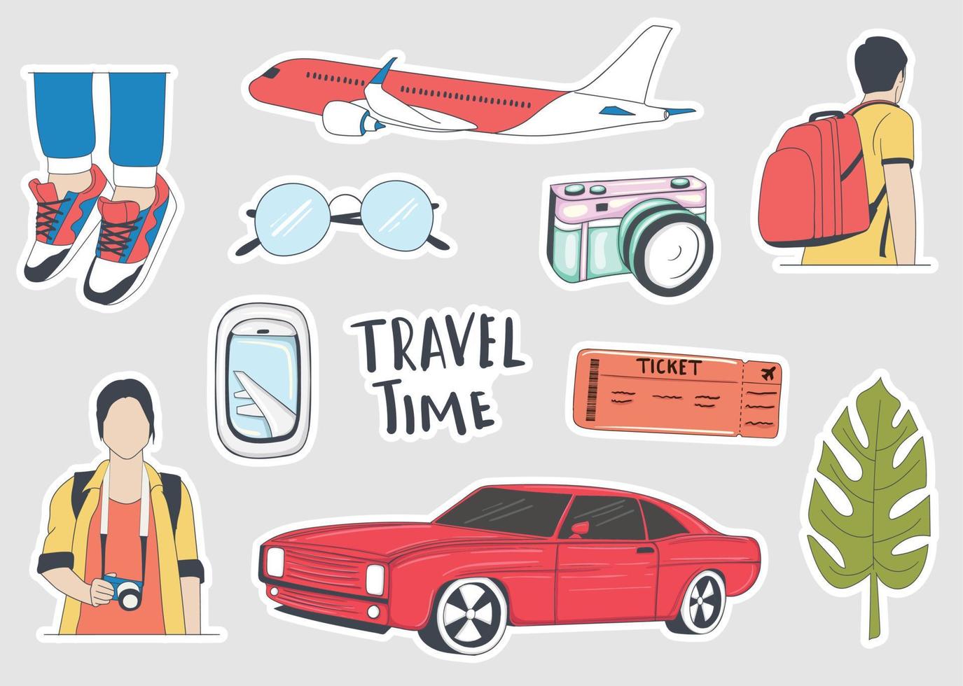 Colorful Hand drawn travel stickers collection 2024614 Vector Art at  Vecteezy