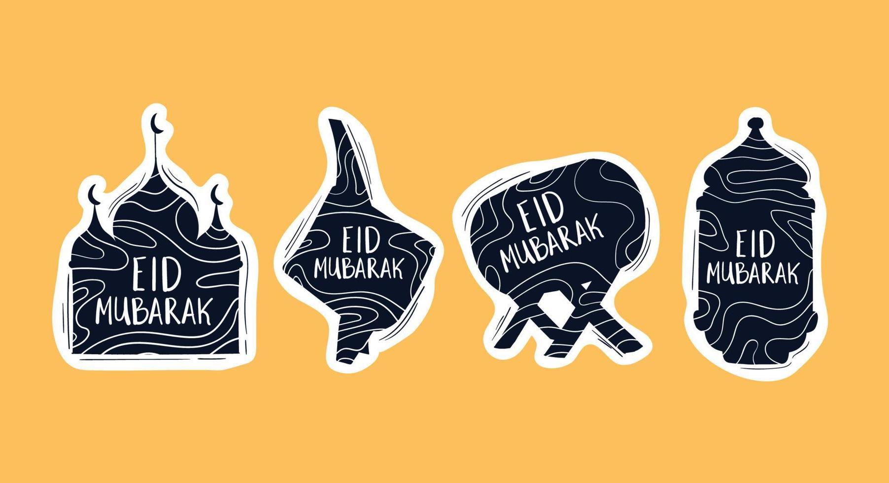 Eid Mubarak Sticker collection vector