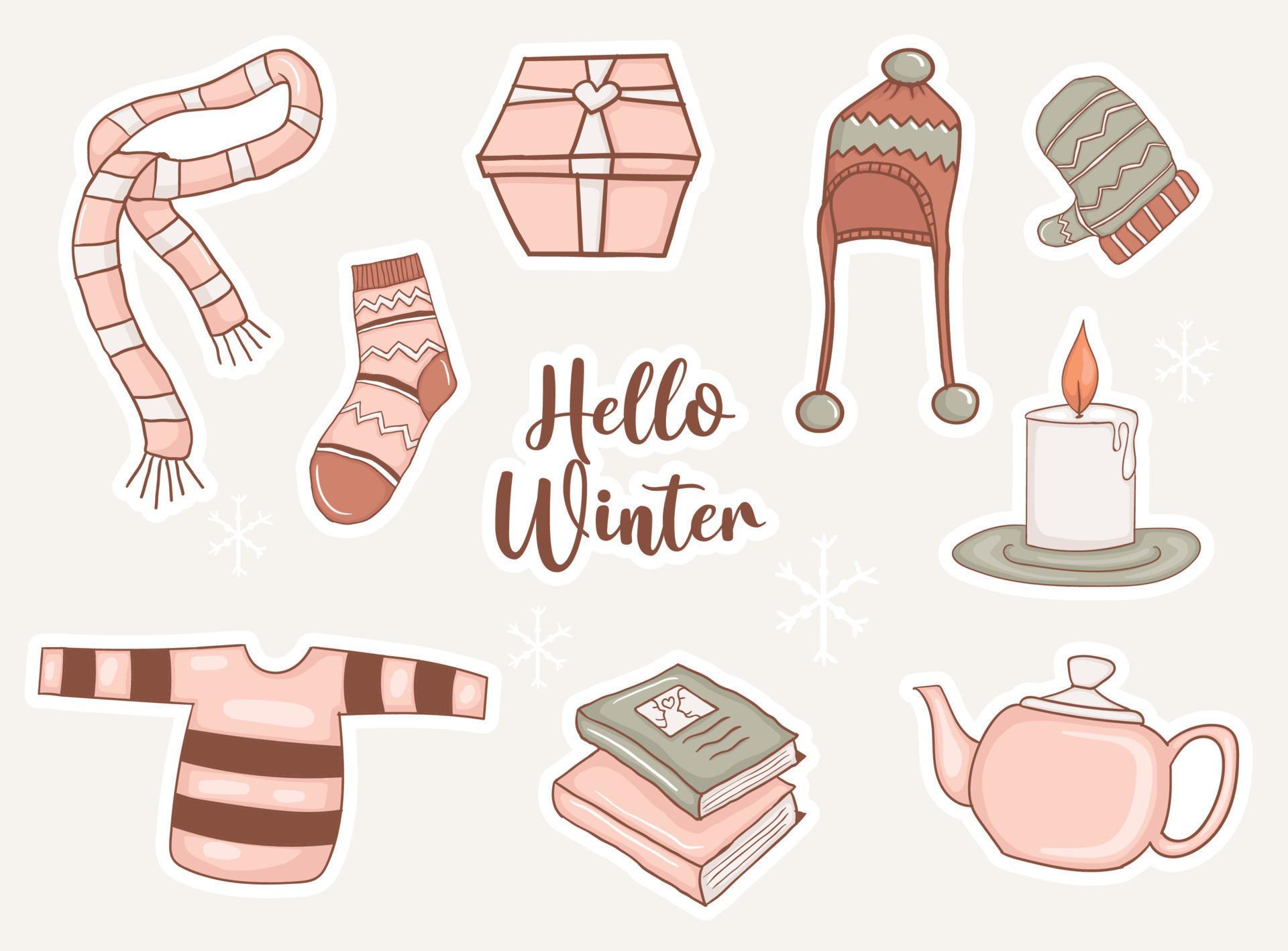 set of winter stickers element 4339935 Vector Art at Vecteezy