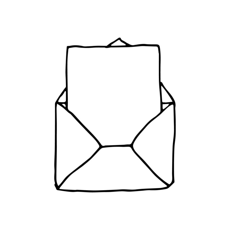 Mail icon, open envelope, email symbol. Sketch letter vector
