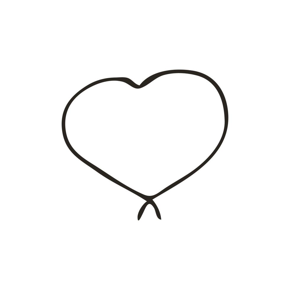 icono de corazón de doodle. símbolo de amor. linda ilustración gráfica dibujada a mano aislada sobre fondo blanco. signo de estilo de contorno simple. patrón de dibujo de arte vector