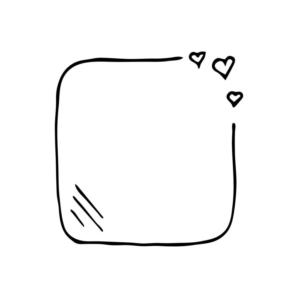 Square doodle frame with small hearts vector