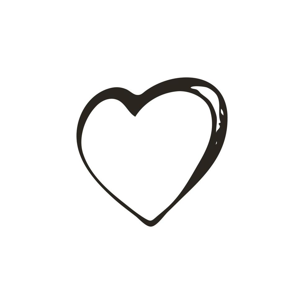 icono de corazón de doodle. símbolo de amor. linda ilustración gráfica dibujada a mano aislada sobre fondo blanco. signo de estilo de contorno simple. patrón de dibujo de arte vector