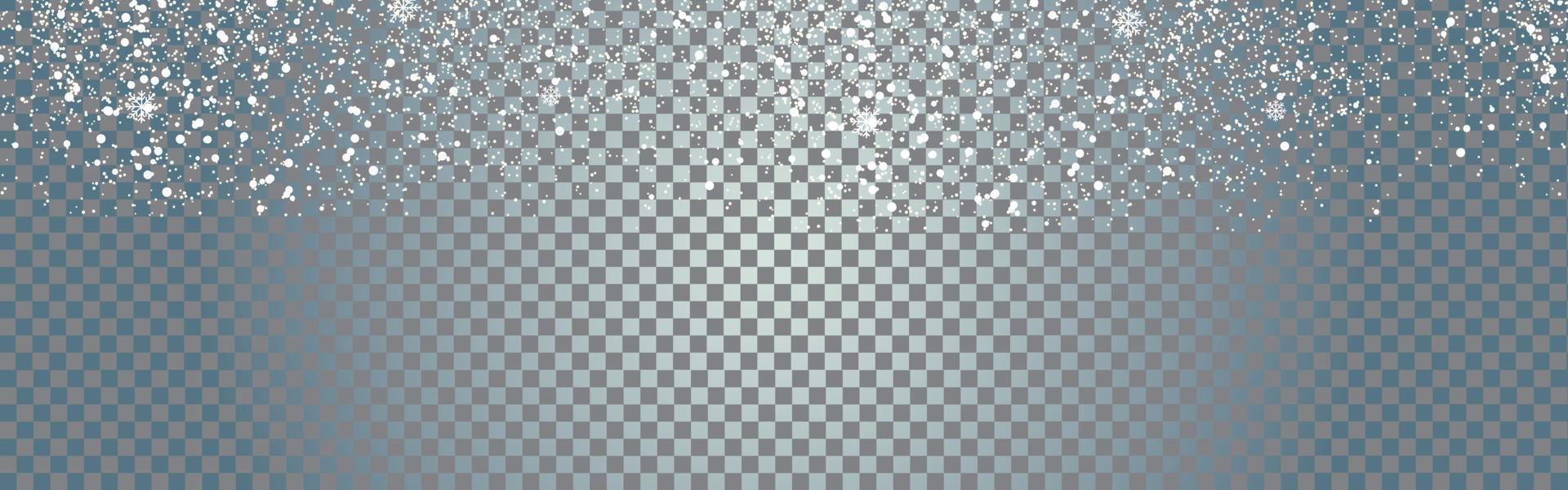 Seamless falling snow or snowflakes. Isolated on transparent background  stock vector