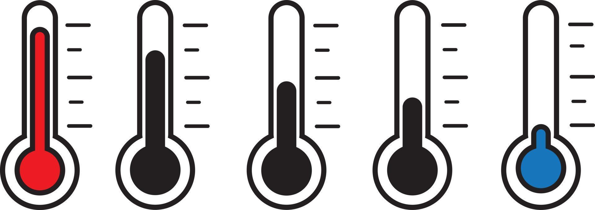 Weather Sign. Temperature icon set. Temperature Scale Symbol. Warm cold Symbol - stock vector