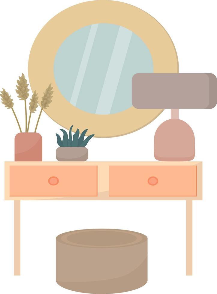 Women's dressing table.  Furniture for the room. vector