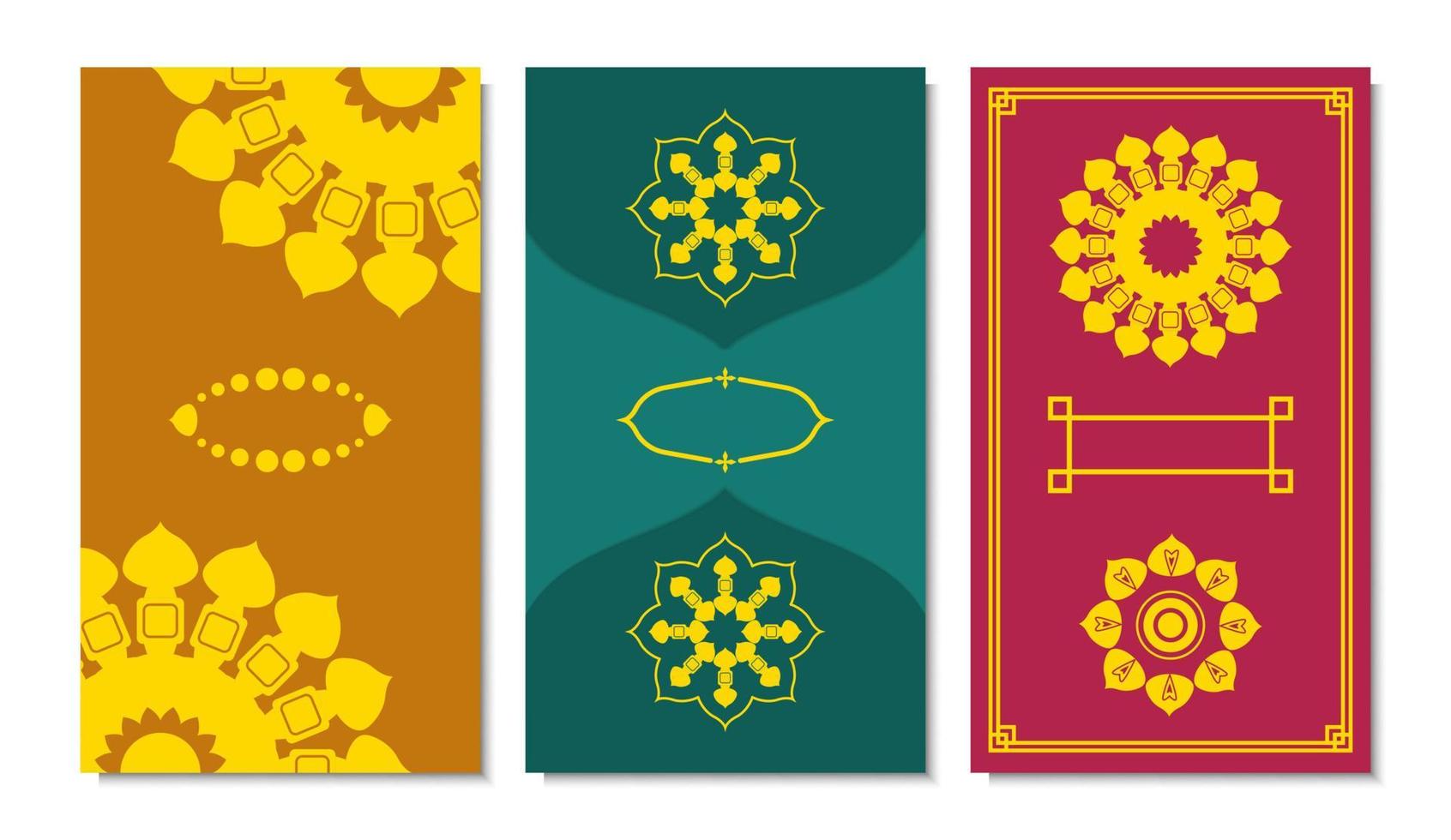 Design a packaging template for printing on paper. The mandala has a pattern like a golden flower. vector