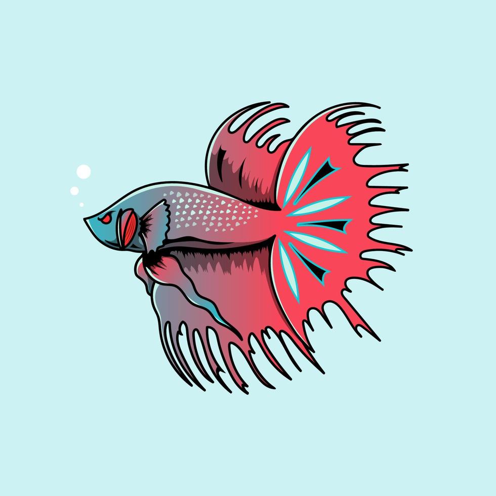 dibujado a mano ilustración de pez betta vector