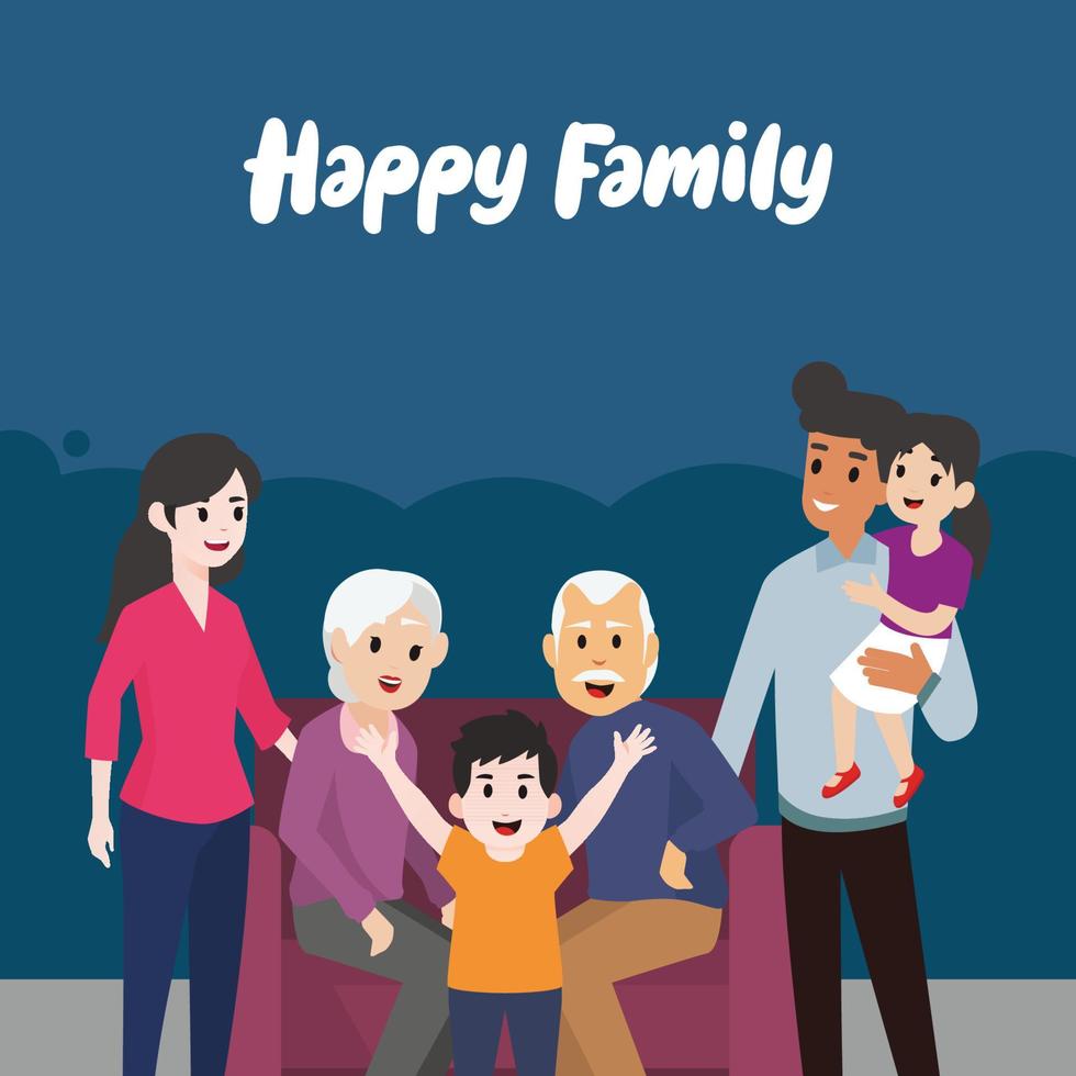 Big Happy Family With Flat Design vector