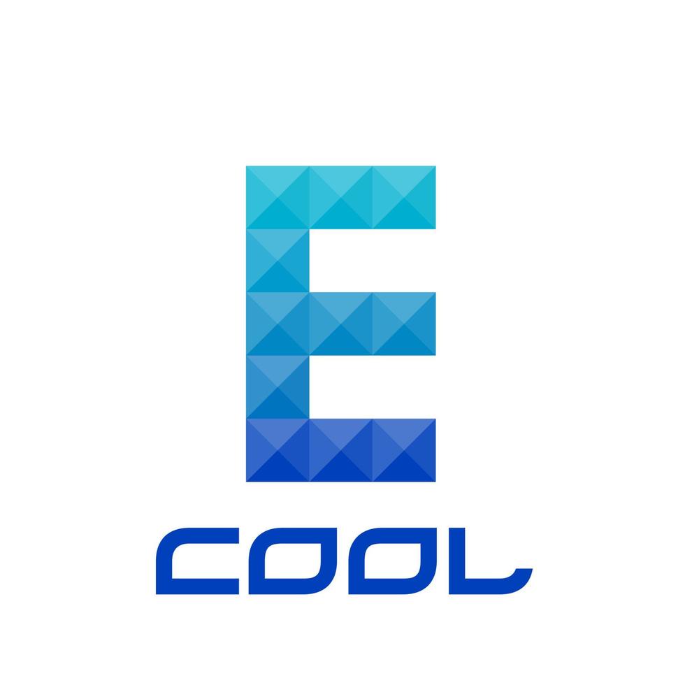 Geometric letter E with bright blue-cyan colors. Good for print, business logo, design element, t-shirt design, etc. vector