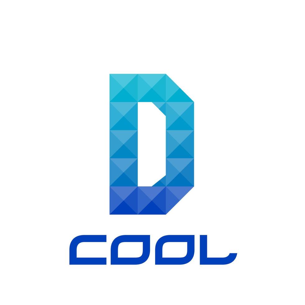 Geometric letter D with bright blue-cyan colors. Good for print, business logo, design element, t-shirt design, etc. vector