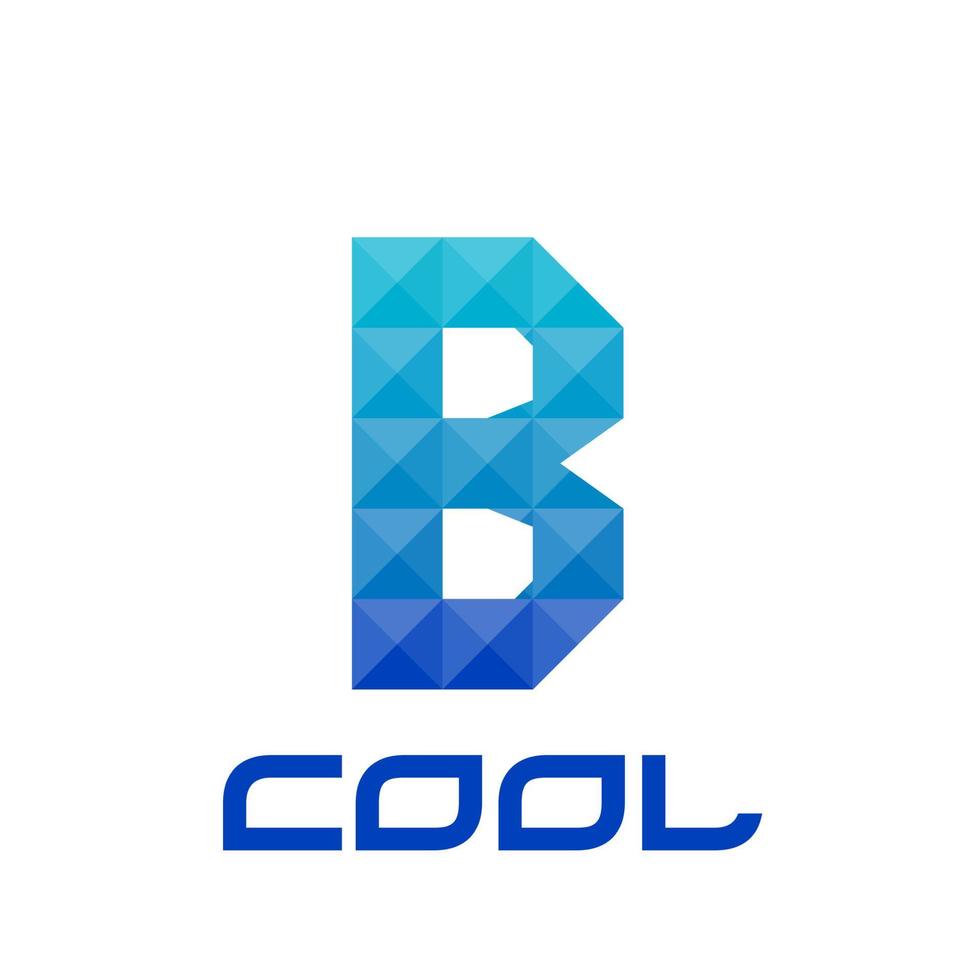 letra geométrica b con colores azul cian brillantes. bueno para impresión, logotipo de empresa, elemento de diseño, diseño de camiseta, etc. vector