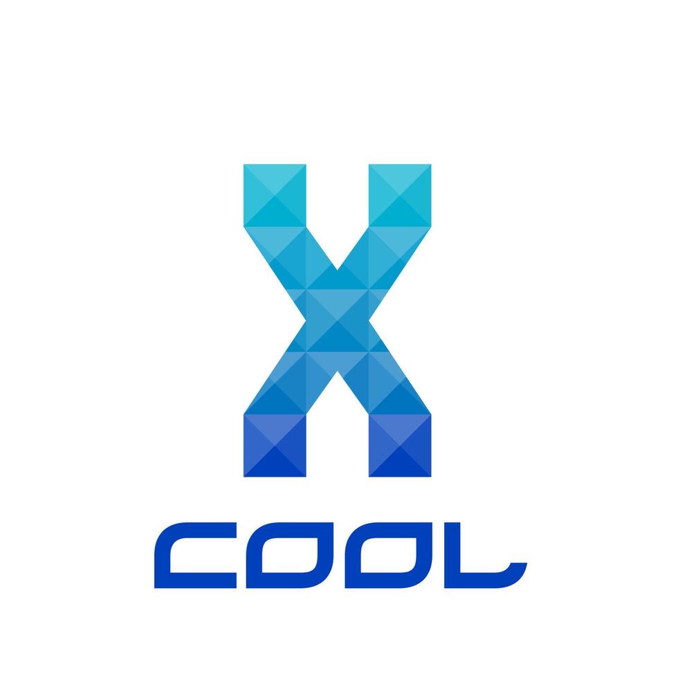 Geometric letter X with bright blue-cyan colors. Good for print, business logo, design element, t-shirt design, etc. vector