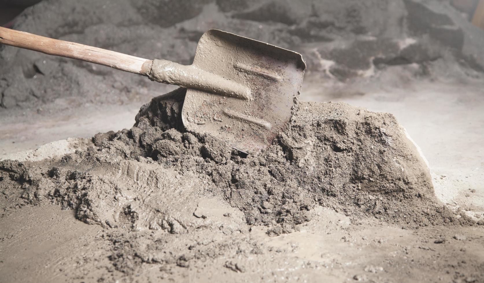 Shovel with a cement. Renovation, Work, Apartment photo