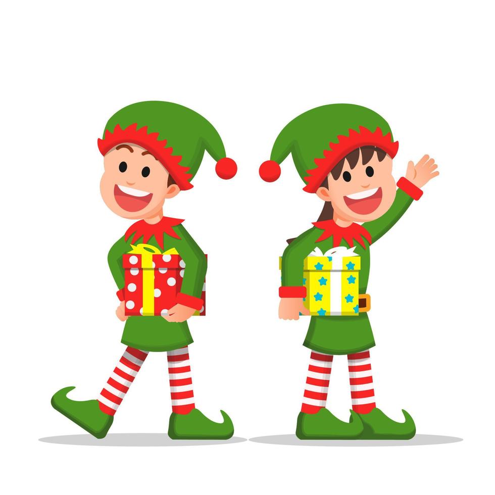 Happy little girls in winter clothes vector