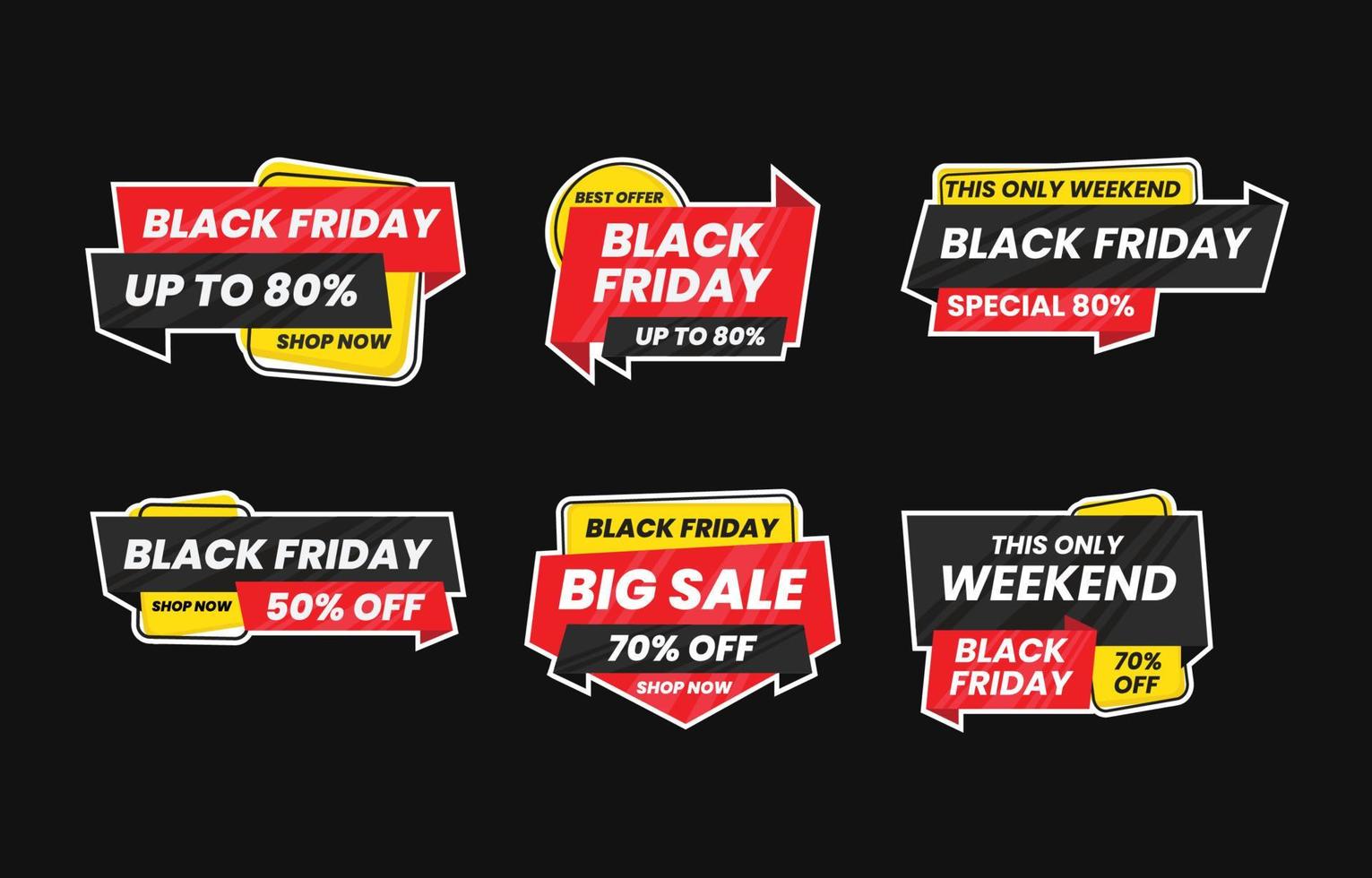 Set of Black Friday Stickers vector