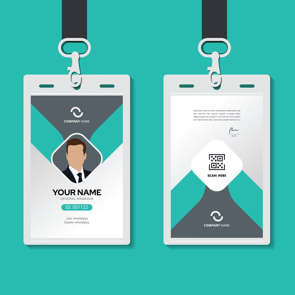 modern identity card design for corporate with mockup. minimal green ID card design vector