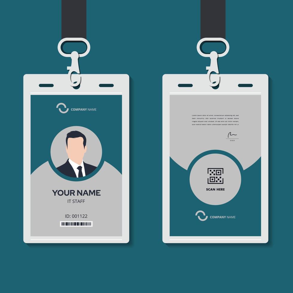 diseño de tarjeta de identidad moderna para empresas con maqueta. diseño de tarjeta de identificación azul mínimo vector