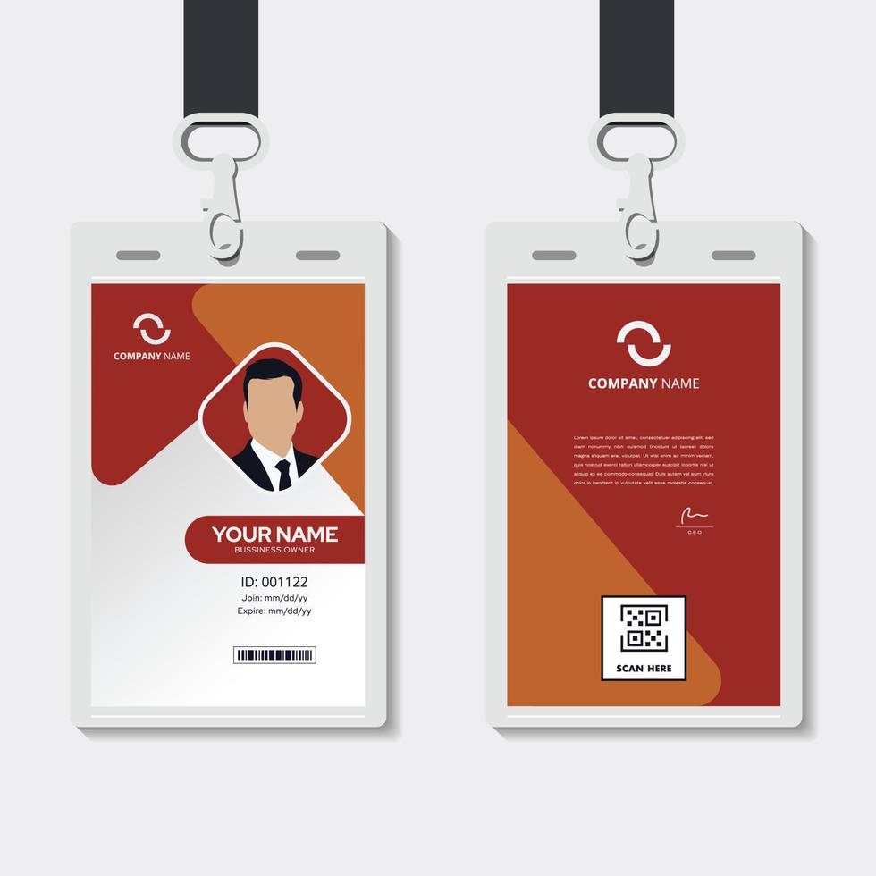 modern identity card design for corporate with mockup. minimal red ID card design vector