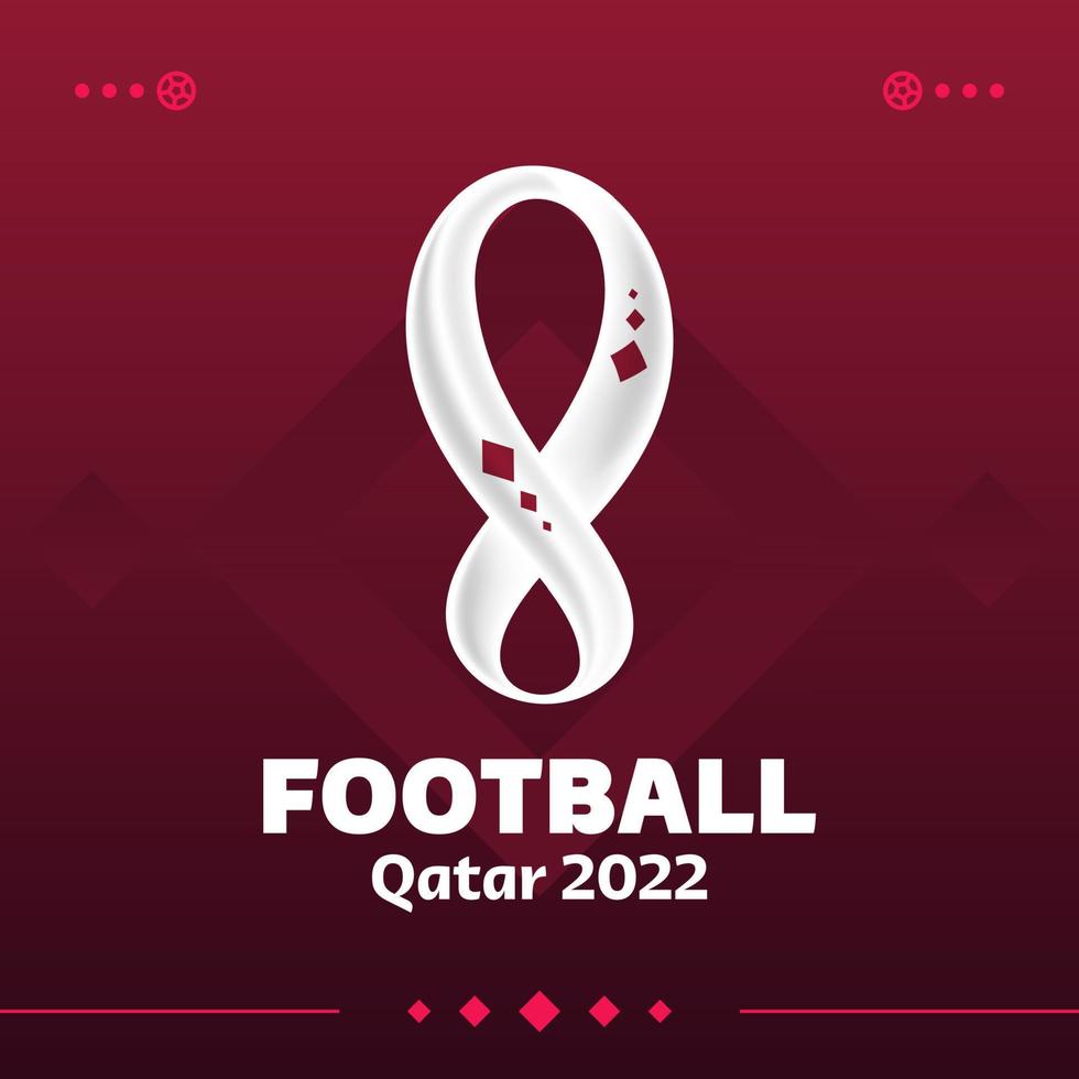 Diseño vectorial de competición de fútbol de qatar 2022. logotipo no oficial qatar 2022 en el patrón de fondo rojo burdeos para pancartas, carteles, kit de redes sociales, plantillas, marcador. vector