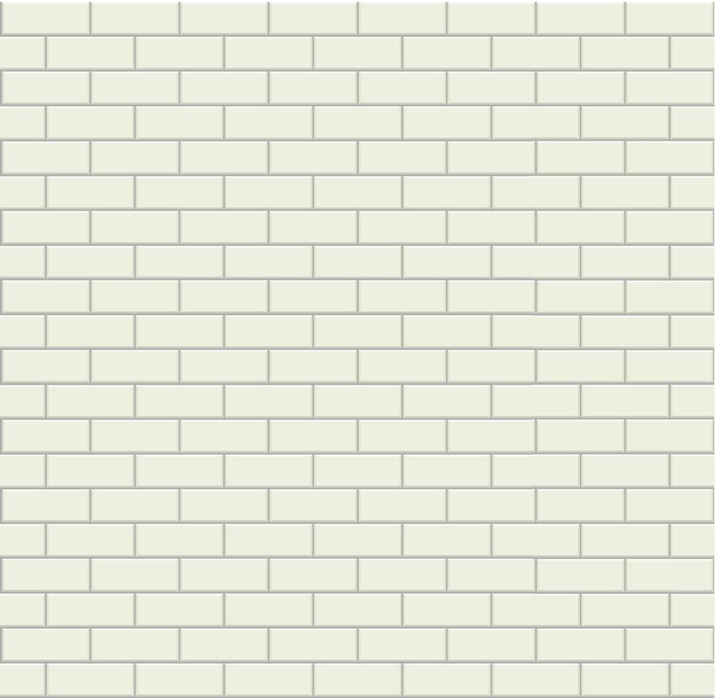 Subway tile pattern. Metro white ceramic bricks background. Vector realistic illustration.