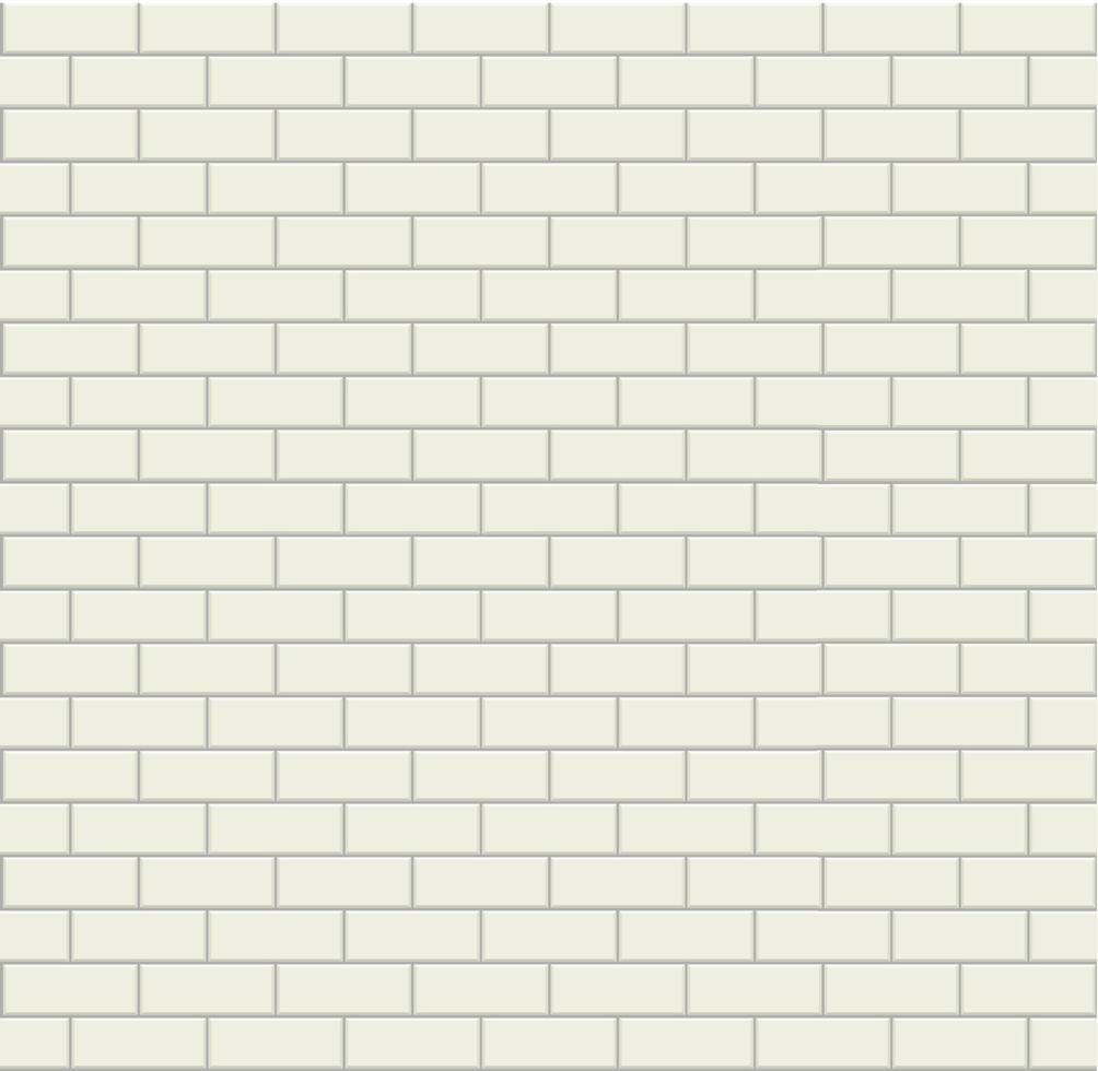 Subway tile pattern. Metro white ceramic bricks background. Vector realistic illustration.