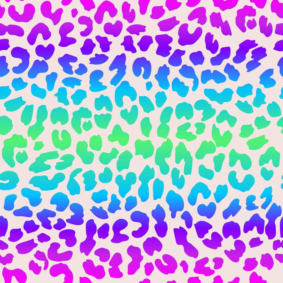 Neon leopard seamless pattern. Rainbow-colored spotted background. Vector animal print.