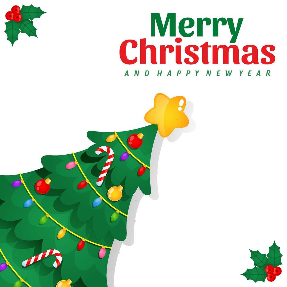 Christmas Tree With Merry Christmas And Happy New Year vector