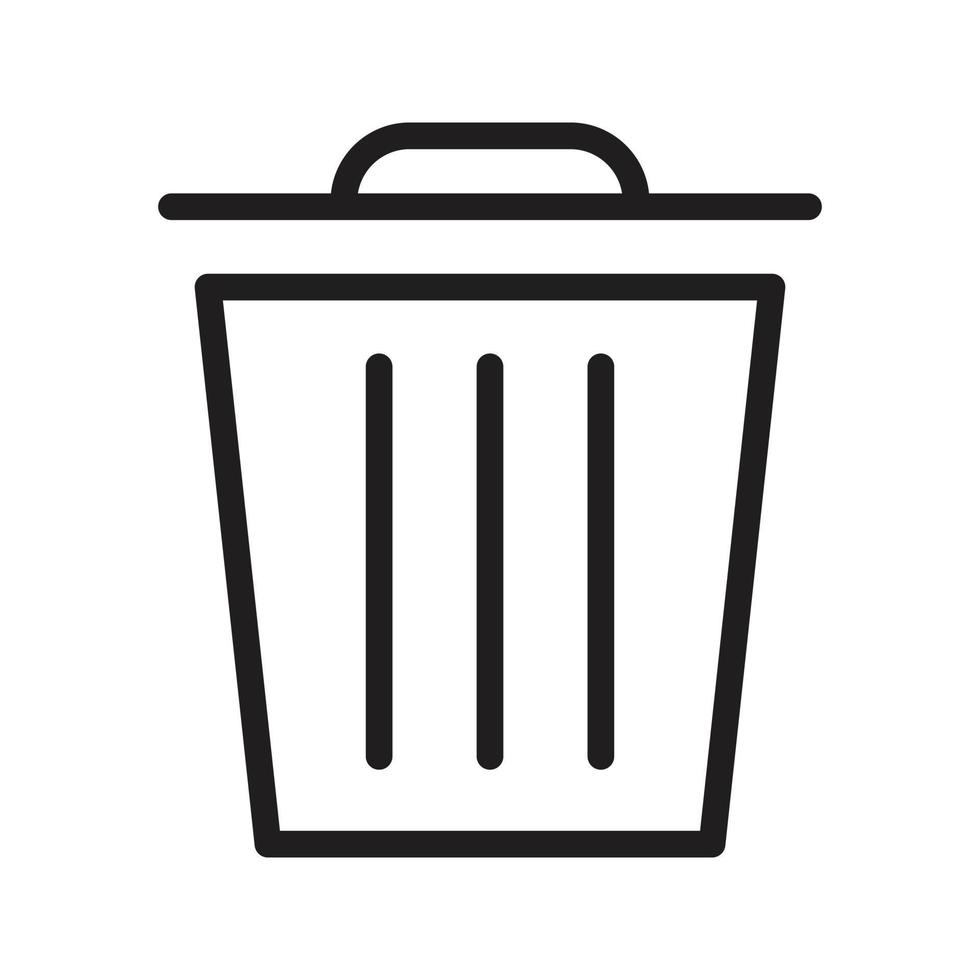 Trash Bin Office Icon vector Line on white background image for web, presentation, logo, Icon Symbol.