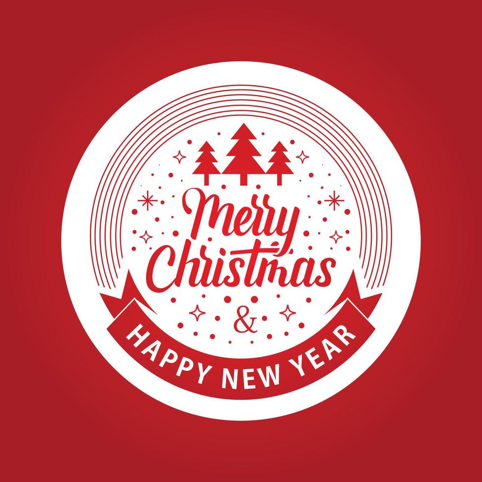 Merry Christmas Ribbon Circle Label Red vector