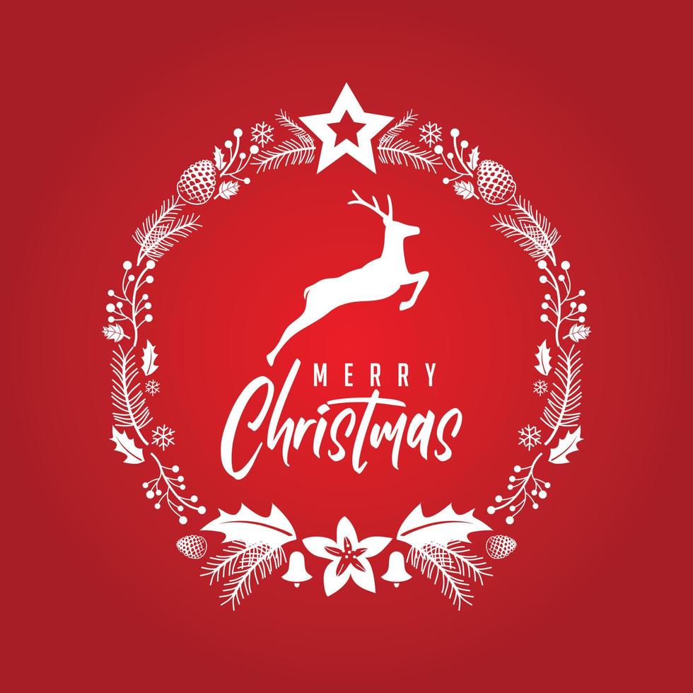 Merry Christmas Deer Elegant Rustic Red vector