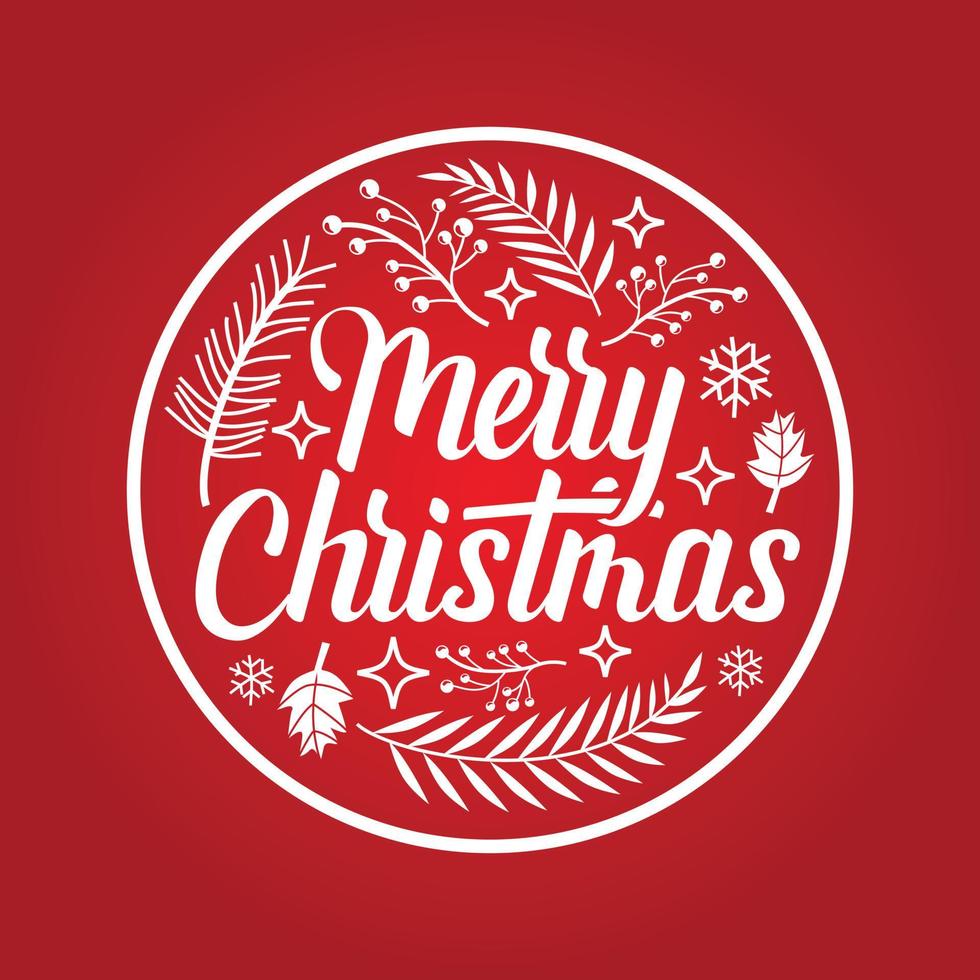 Merry Christmas Red Circle Logo vector