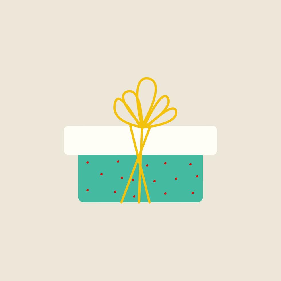 Gift box with bow vector illustration in flat cartoon style