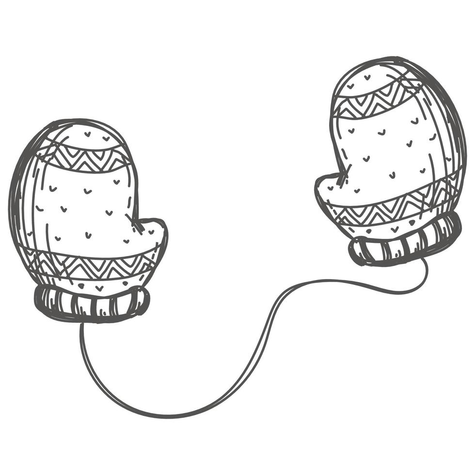 winter warm mittens hand drawn vector