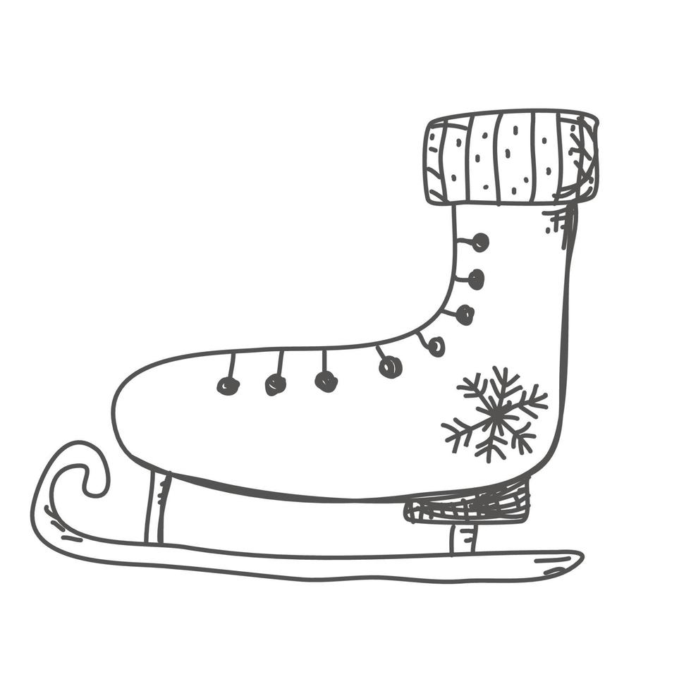 ice skates hand drawn sketch with winter elements vector