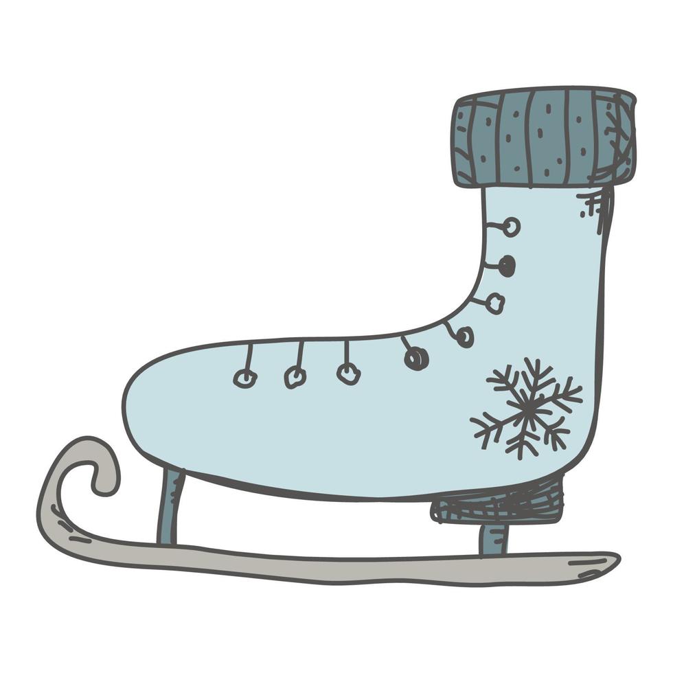 ice skates hand drawn sketch with winter elements vector