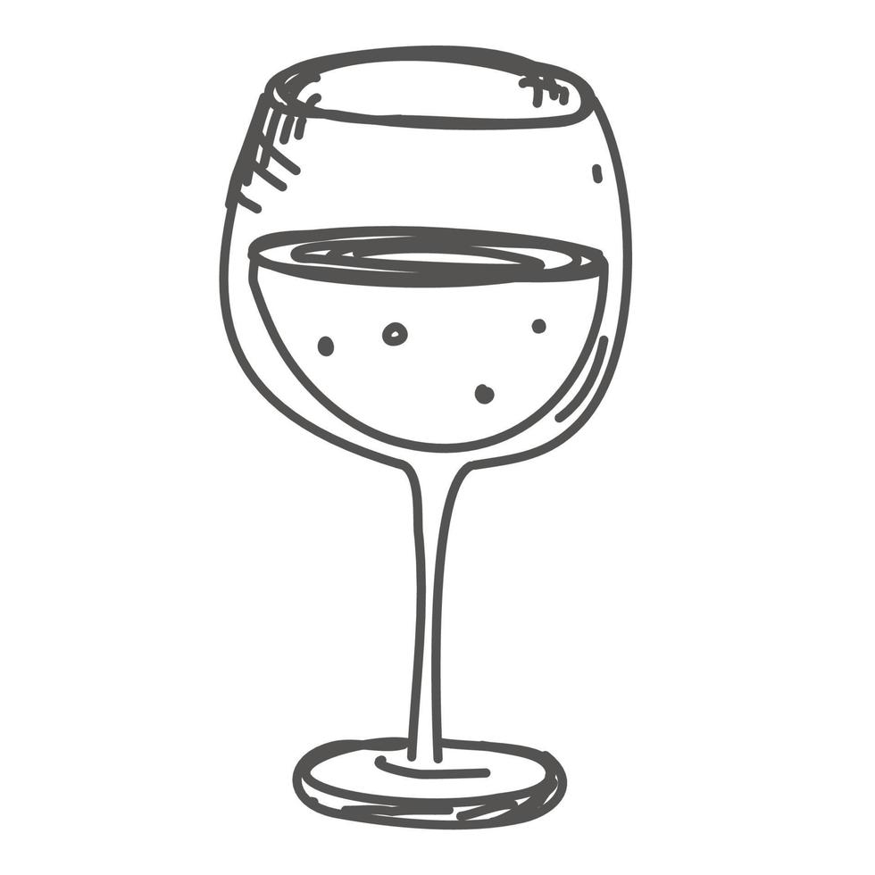 bebida de vidrio, copa de vino boceto dibujado a mano vector