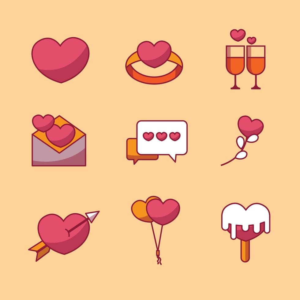 conjunto de iconos de san valentín vector